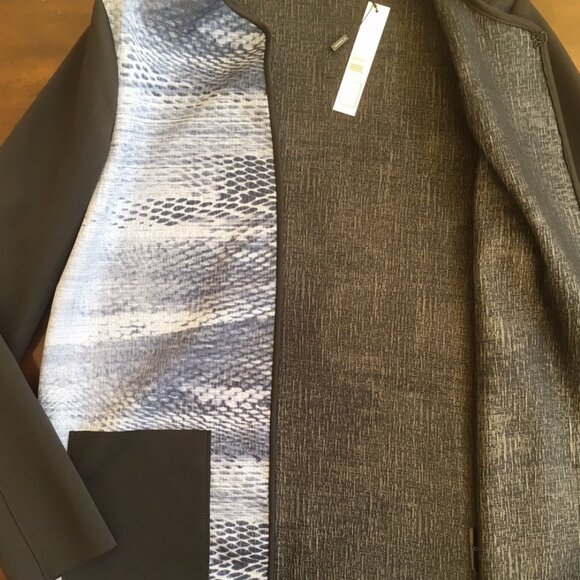 T Tahari Cardigan Long Blazer Small Jacket Duster Blue Black Ombré Snake Print - Picture 7 of 9